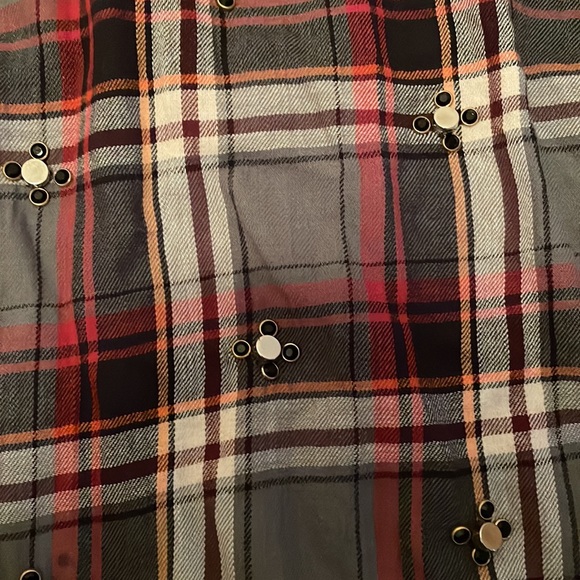 Elizabeth James multi color plaid button up with studs - Picture 3 of 4